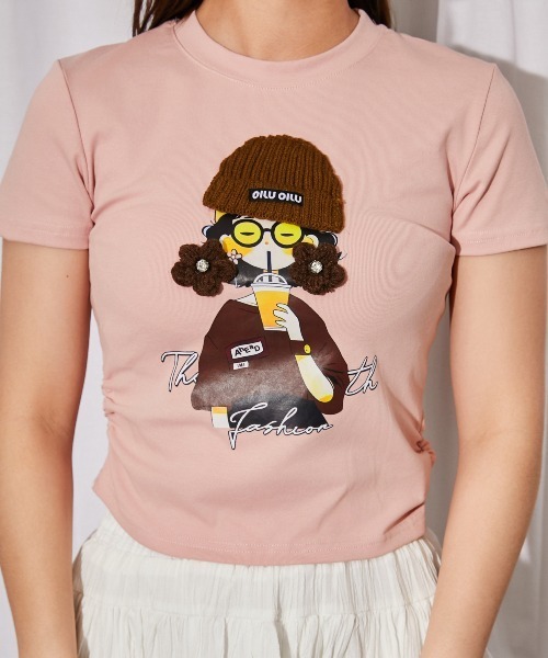 GORGE(ゴージ)の「《帽子女の子キャラ》立体デザインTシャツ/ストリート×Y2K/春夏/全3色(Tシャツ/カットソー・レディース・ブラック/オフホワイト/ピンク・F)」の16枚目の写真