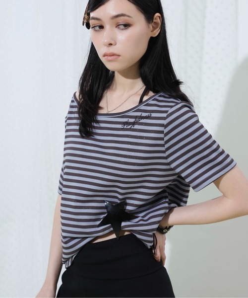 sedacle girl(セダクルガール)の「グリッターオフショルTEE(Tシャツ/カットソー・レディース・チャコールグレー/ブラック/ライトブルー・SMALL/MEDIUM)」の5枚目の写真