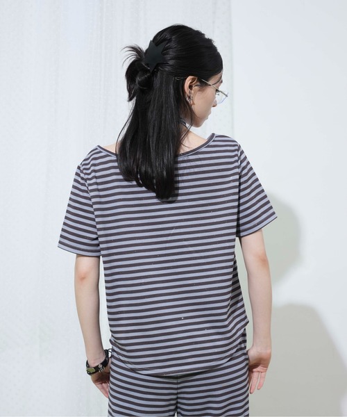sedacle girl(セダクルガール)の「グリッターオフショルTEE(Tシャツ/カットソー・レディース・チャコールグレー/ブラック/ライトブルー・SMALL/MEDIUM)」の7枚目の写真