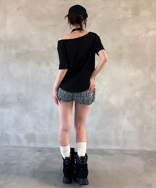 sedacle girl(セダクルガール)の「グリッターオフショルTEE(Tシャツ/カットソー・レディース・チャコールグレー/ブラック/ライトブルー・SMALL/MEDIUM)」の22枚目の写真