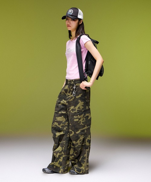 X-girl(エックスガール)の「FACE LABEL 2WAY MESH KNAPSACK(バックパック/リュック・レディース・ベージュ/ブラック・ONE SIZE)」の11枚目の写真
