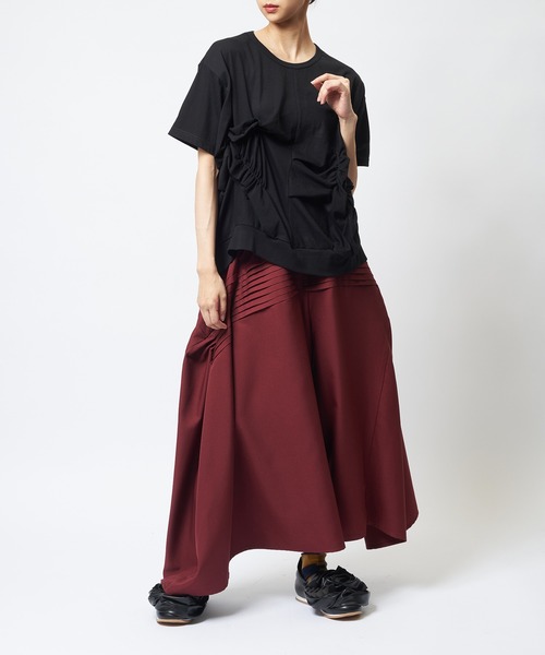 gomme(ゴム)の「シャーリングT(Tシャツ/カットソー・レディース・ボルドー/ホワイト/ブラック/チャコールグレー・MEDIUM)」の7枚目の写真