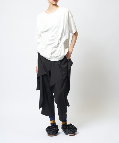 gomme(ゴム)の「シャーリングT(Tシャツ/カットソー・レディース・ボルドー/ホワイト/ブラック/チャコールグレー・MEDIUM)」の9枚目の写真