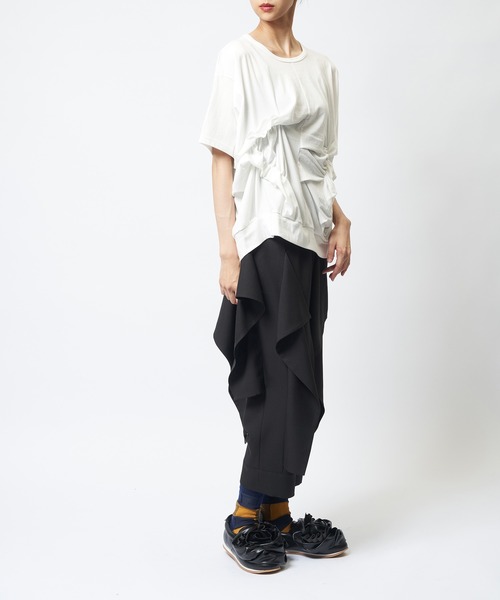 gomme(ゴム)の「シャーリングT(Tシャツ/カットソー・レディース・ボルドー/ホワイト/ブラック/チャコールグレー・MEDIUM)」の10枚目の写真