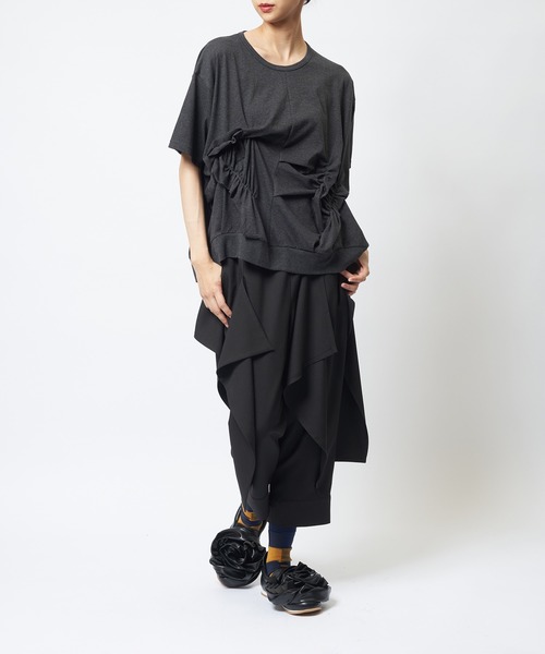 gomme(ゴム)の「シャーリングT(Tシャツ/カットソー・レディース・ボルドー/ホワイト/ブラック/チャコールグレー・MEDIUM)」の11枚目の写真