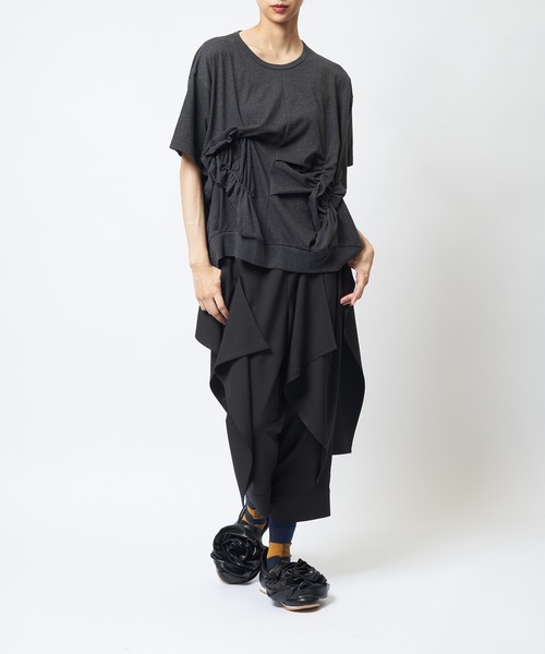 gomme(ゴム)の「シャーリングT(Tシャツ/カットソー・レディース・ボルドー/ホワイト/ブラック/チャコールグレー・MEDIUM)」の12枚目の写真