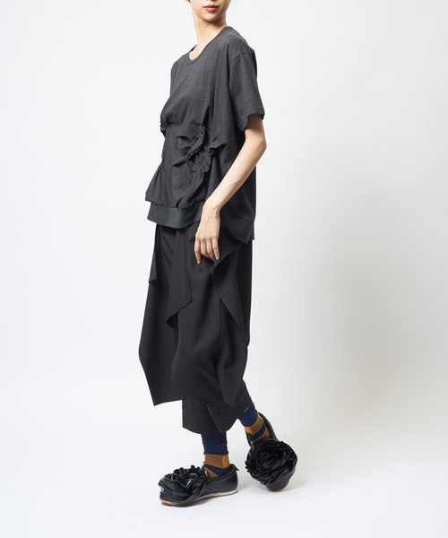 gomme(ゴム)の「シャーリングT(Tシャツ/カットソー・レディース・ボルドー/ホワイト/ブラック/チャコールグレー・MEDIUM)」の13枚目の写真
