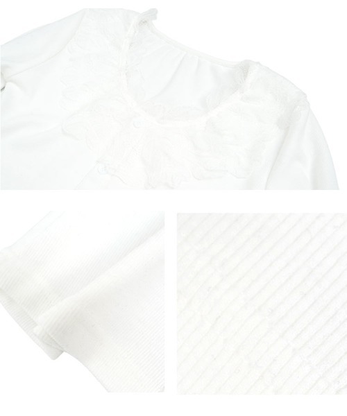 KOBE LETTUCE（コウベレタス）の「深UネックレースドッキングロンT（Tシャツ/カットソー・レディース・ホワイト/ピンク/グレー系・M）」の12枚目の写真