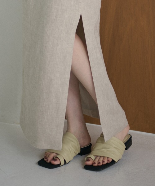 LAULEN(ローレン)の「soft gather square toe thong sandals /ソフトギャザースクエアトゥトングサンダル(サンダル・レディース・アイボリー/ライトグリーン/ブラック・23cm/24cm/24.5cm)」の20枚目の写真