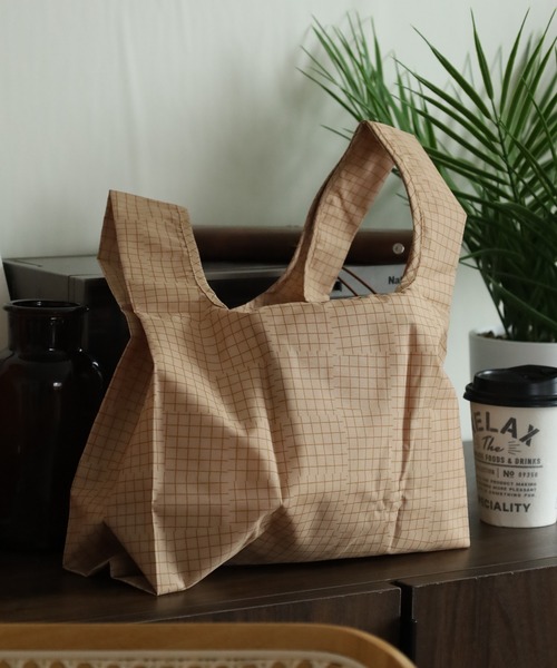 392PLUSM ECO BAG_MINI チェック エコバッグ（エコバッグ/サブバッグ