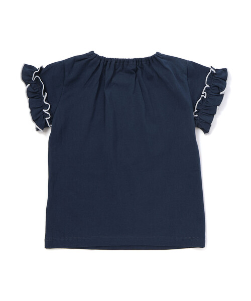 BeBe(ベベ)の「フラワーシャワー刺しゅうフリル天竺半袖Tシャツ(90~150cm)(Tシャツ/カットソー・キッズ・グリーン/ネイビー・140cm/130cm/110cm/150cm/120cm)」の10枚目の写真