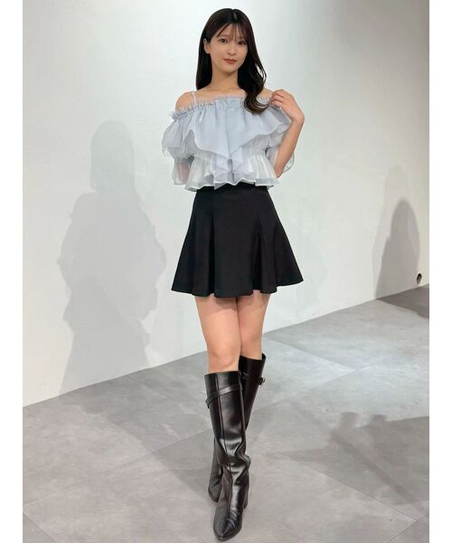 MERCURYDUO(マーキュリーデュオ)の「サマーマテリアルバックZIPミニスカパン(スカート・レディース・ブラック/ベージュ・SMALL/MEDIUM)」の4枚目の写真