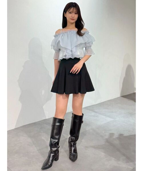 MERCURYDUO(マーキュリーデュオ)の「サマーマテリアルバックZIPミニスカパン(スカート・レディース・ブラック/ベージュ・SMALL/MEDIUM)」の5枚目の写真