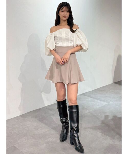 MERCURYDUO(マーキュリーデュオ)の「サマーマテリアルバックZIPミニスカパン(スカート・レディース・ブラック/ベージュ・SMALL/MEDIUM)」の8枚目の写真