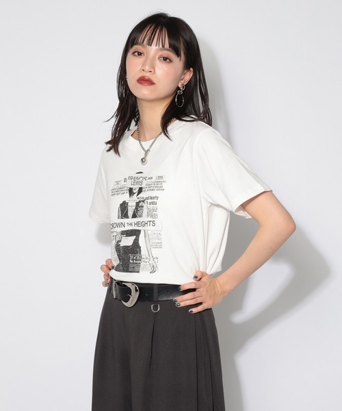 PAGEBOY(ページボーイ)の「コラージュT/半袖Tシャツ(Tシャツ/カットソー・レディース・ブラック/オフホワイト・FREE)」の5枚目の写真