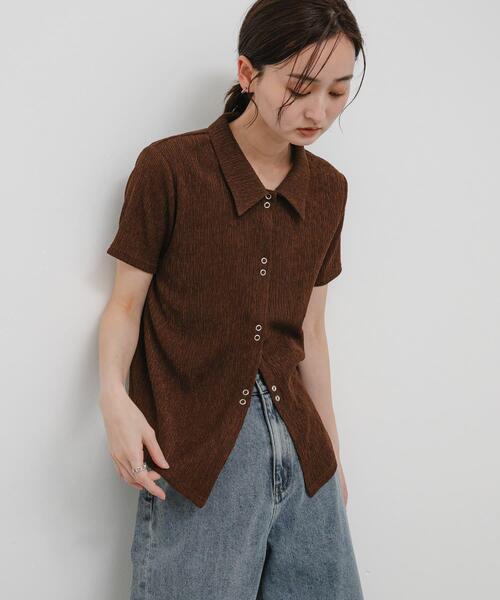SENSE OF PLACE by URBAN RESEARCH（センスオブプレイスバイアーバンリサーチ）の「ハーフスリーブカットシャツ（シャツ/ブラウス・レディース・アイボリー/ネイビー/ブラウン・ONE）」の14枚目の写真