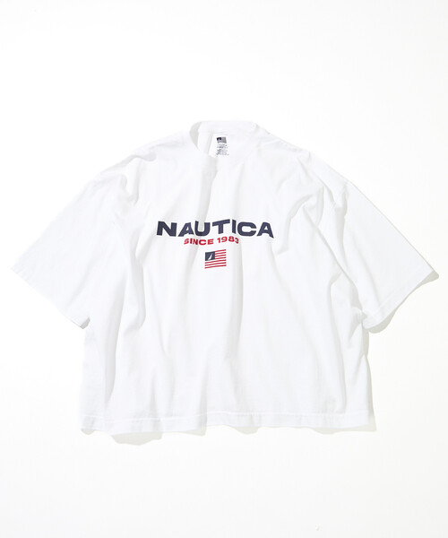 NAUTICA(ノーティカ)の「NAUTICA/ノーティカ Made in U.S.A ヘビーウェイト オーバーサイズ クルーネック プリントTシャツ type 1(Tシャツ/カットソー・メンズ・ネイビー/ホワイト・X-LARGE/XX-LARGE/MEDIUM/LARGE)」の1枚目の写真