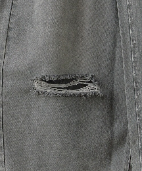 UNSTOA(アンストア)の「A-line Silhouette Cotton Distressed Denim Pants / Aラインシルエット コットンダメージデニムパンツ 秋服 冬服(デニムパンツ・メンズ・グレー・M/L)」の6枚目の写真