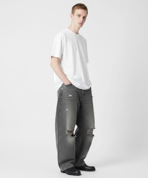 UNSTOA(アンストア)の「A-line Silhouette Cotton Distressed Denim Pants / Aラインシルエット コットンダメージデニムパンツ 秋服 冬服(デニムパンツ・メンズ・グレー・M/L)」の12枚目の写真