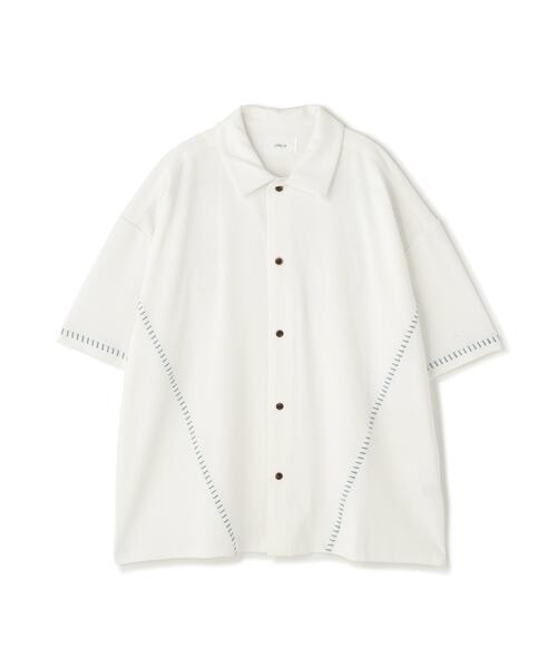 Chica(チカ)の「chica/チカ/カルゼラダーステッチ s/s オープンシャツ(シャツ/ブラウス・レディース・ブラック/ホワイト系2・2/1)」の2枚目の写真