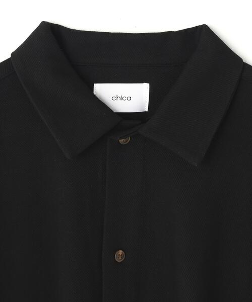Chica(チカ)の「chica/チカ/カルゼラダーステッチ s/s オープンシャツ(シャツ/ブラウス・レディース・ブラック/ホワイト系2・2/1)」の4枚目の写真