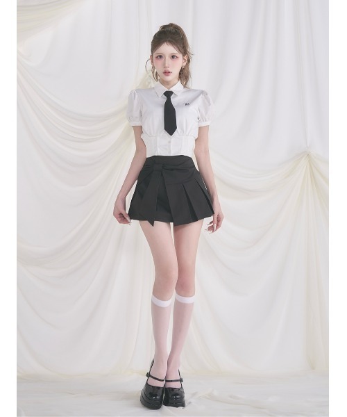 Darich（ダーリッチ）の「サイドリボンプリーツミニスカート（スカート・レディース・グレー/アイボリー/ブラック・S/M）」の14枚目の写真