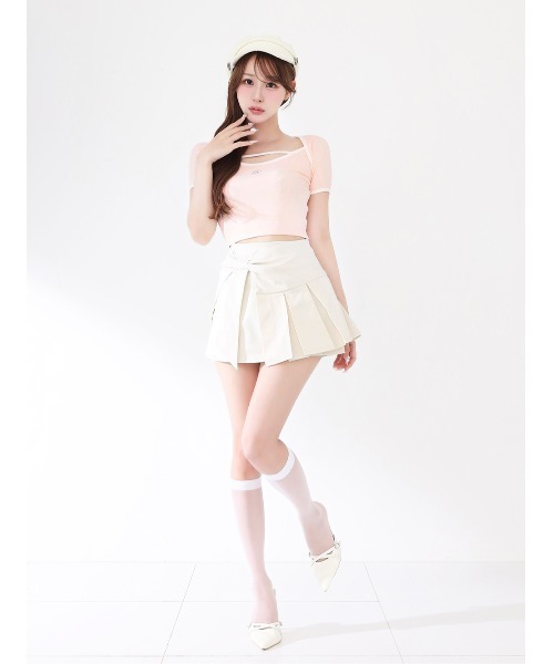 Darich（ダーリッチ）の「サイドリボンプリーツミニスカート（スカート・レディース・グレー/アイボリー/ブラック・S/M）」の9枚目の写真