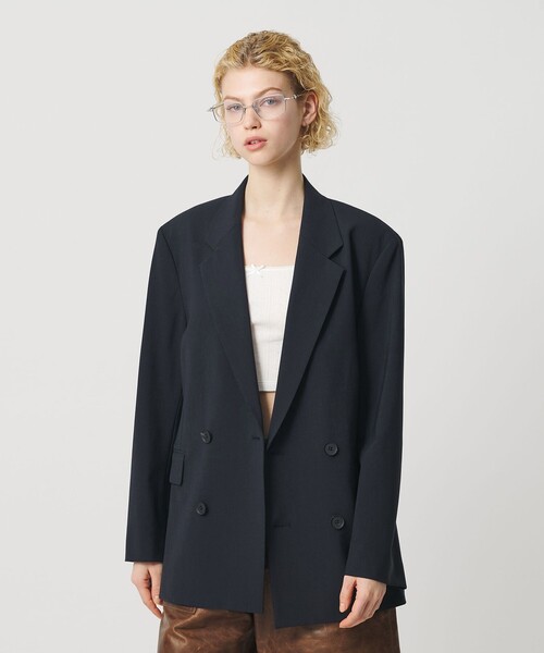 H BEAUTY&YOUTH UNITED ARROWS(エイチビューティーアンドユースユナイテッドアローズ)の「<H>トロピカルクロス ダブルブレスト ジャケット(テーラードジャケット・レディース・グレー系/ネイビー・M/S)」の6枚目の写真
