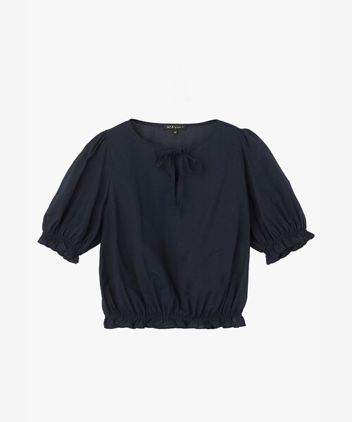 To b. by agnes b.（トゥービーバイアニエスベー）の「コットン シフォン パフィー 半袖 ブラウス（シャツ/ブラウス・レディース・ネイビー・40/38/36）」の2枚目の写真