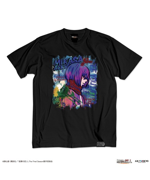 AIR TWOKYO（エアトゥーキョー）の「TVアニメ『進撃の巨人』The Final Season ウォールアートTシャツ（ミカサ）（Tシャツ/カットソー・レディース・ブラック・SMALL/XX-LARGE/X-LARGE/LARGE/MEDIUM）」の3枚目の写真