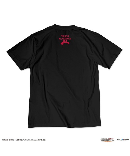 AIR TWOKYO（エアトゥーキョー）の「TVアニメ『進撃の巨人』The Final Season ウォールアートTシャツ（ミカサ）（Tシャツ/カットソー・レディース・ブラック・SMALL/XX-LARGE/X-LARGE/LARGE/MEDIUM）」の4枚目の写真