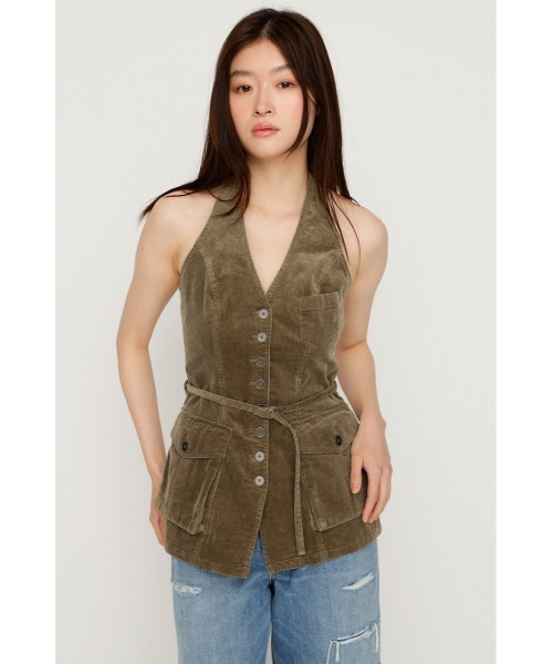 SLY(スライ)の「MIRITARY HALTER VEST ミリタリーホルターベスト 夏服 秋服(ベスト・レディース・カーキ/ダークブルー・FREE)」の12枚目の写真