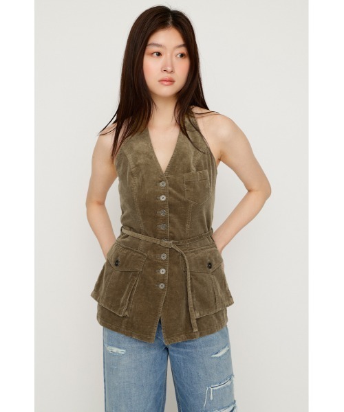 SLY(スライ)の「MIRITARY HALTER VEST ミリタリーホルターベスト 夏服 秋服(ベスト・レディース・カーキ/ダークブルー・FREE)」の15枚目の写真