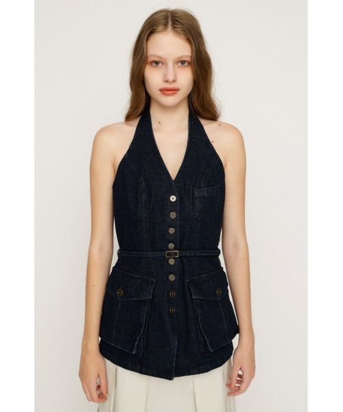 SLY(スライ)の「MIRITARY HALTER VEST ミリタリーホルターベスト 夏服 秋服(ベスト・レディース・カーキ/ダークブルー・FREE)」の9枚目の写真