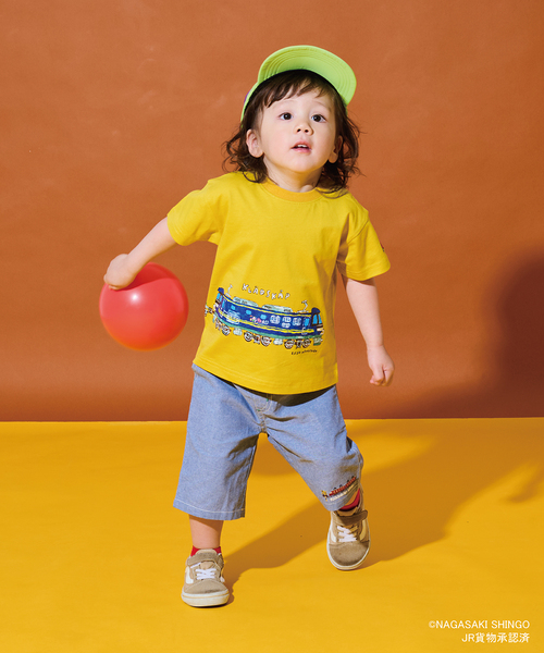 kladskap(クレードスコープ)の「貨物列車半袖Tシャツ(Tシャツ/カットソー・キッズ・マスタード/ライトブルー・100cm/130cm/90cm/110cm/120cm)」の3枚目の写真