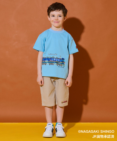 kladskap(クレードスコープ)の「貨物列車半袖Tシャツ(Tシャツ/カットソー・キッズ・マスタード/ライトブルー・100cm/130cm/90cm/110cm/120cm)」の9枚目の写真