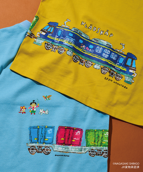 kladskap(クレードスコープ)の「貨物列車半袖Tシャツ(Tシャツ/カットソー・キッズ・マスタード/ライトブルー・100cm/130cm/90cm/110cm/120cm)」の15枚目の写真
