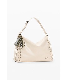 Lace-Up Charm Shoulder Bag/レースアップチャームショルダーバッグ/ベージュ A4対応