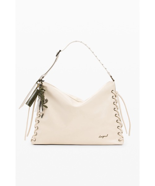 Desigual（デシグアル）の「Lace-Up Charm Shoulder Bag/レースアップチャームショルダーバッグ／ベージュ　A4対応（ショルダーバッグ・レディース・ホワイト・FREE）」の6枚目の写真