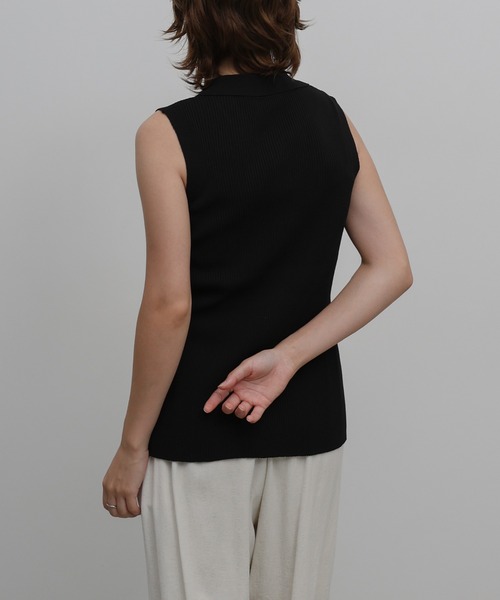 select MOCA(セレクトモカ)の「フロントボタンノースリーブポロニット(ニット/セーター・レディース・ブラック/ブラウン・FREE)」の8枚目の写真