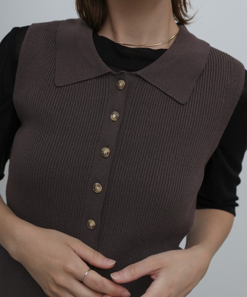 select MOCA(セレクトモカ)の「フロントボタンノースリーブポロニット(ニット/セーター・レディース・ブラック/ブラウン・FREE)」の16枚目の写真