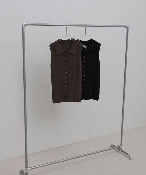 select MOCA(セレクトモカ)の「フロントボタンノースリーブポロニット(ニット/セーター・レディース・ブラック/ブラウン・FREE)」の20枚目の写真