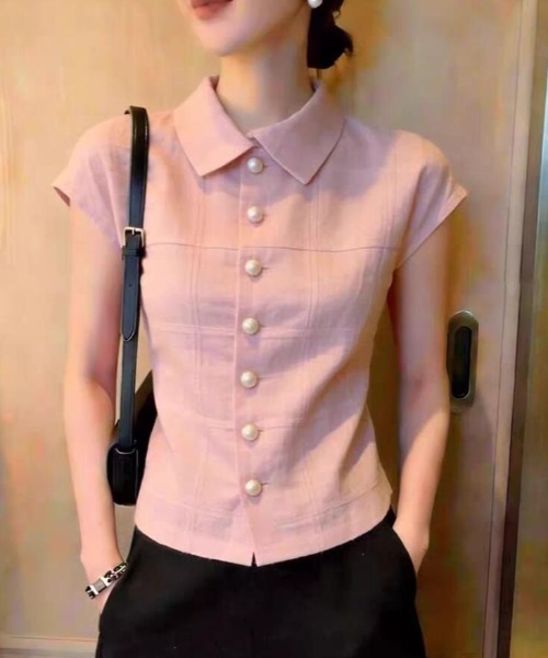 無地ショート丈ブラウス（シャツ/ブラウス）｜semplice（センプリチェ 