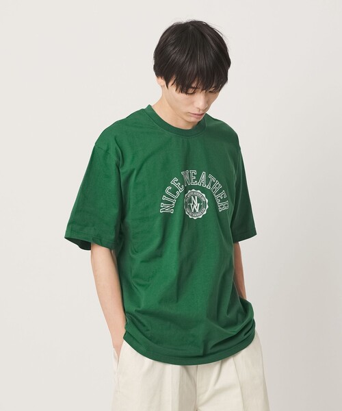 NICE WEATHER(ナイスウェザー)の「<NICE WEATHER>ロゴプリント Tシャツ(Tシャツ/カットソー・メンズ・ホワイト/ケリーグリーン/モカ・S/L/XS/M)」の4枚目の写真