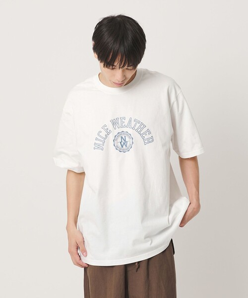 NICE WEATHER(ナイスウェザー)の「<NICE WEATHER>ロゴプリント Tシャツ(Tシャツ/カットソー・メンズ・ホワイト/ケリーグリーン/モカ・S/L/XS/M)」の8枚目の写真
