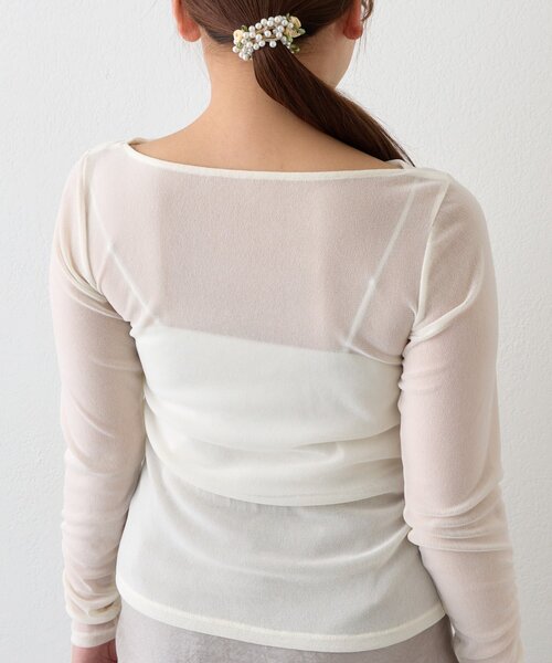 La boutique BonBon（ラブティックボンボン）の「【女っぽニュアンス】フロッキーチュールドレープネックカットソー（Tシャツ/カットソー・レディース・オフホワイト/ピンク/グレー・FREE）」の10枚目の写真