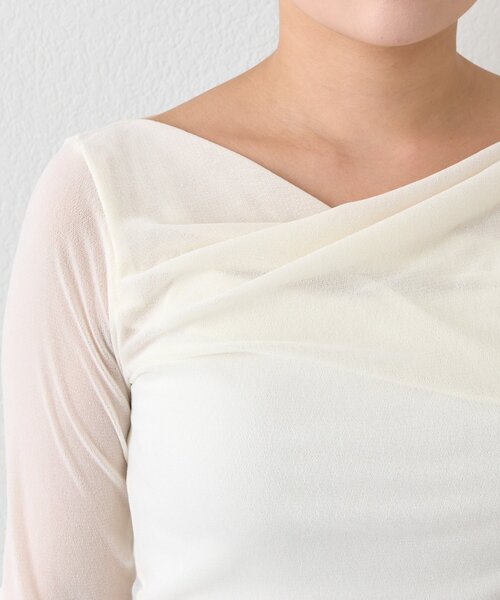 La boutique BonBon（ラブティックボンボン）の「【女っぽニュアンス】フロッキーチュールドレープネックカットソー（Tシャツ/カットソー・レディース・オフホワイト/ピンク/グレー・FREE）」の11枚目の写真