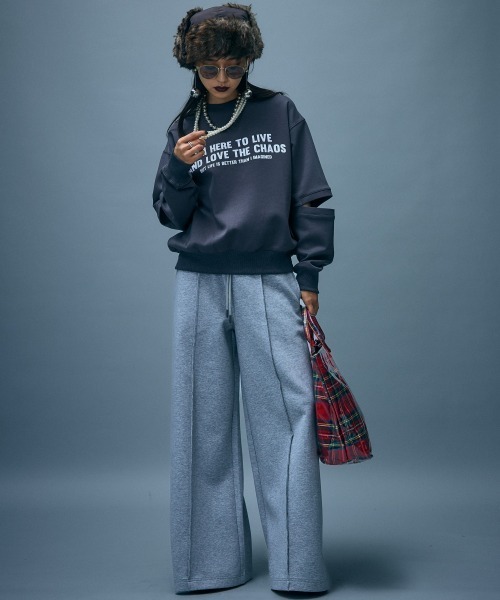 GEVS.(ジェイヴィス)の「スウェットワイドパンツ<大きいサイズ有>GEVS.(スウェットパンツ・レディース・グレー/ブラック・M/L/LL/3L/4L/5L)」の9枚目の写真