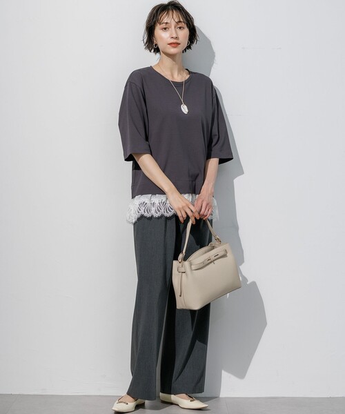 23区 S(ニジュウサンクチイサイサイズ)の「ドライ2WAYストレッチ ワイド パンツ(その他パンツ・レディース・グレー系/ベージュ系/ブラック系・32/30/34)」の4枚目の写真