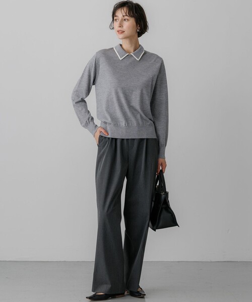 23区 S(ニジュウサンクチイサイサイズ)の「ドライ2WAYストレッチ ワイド パンツ(その他パンツ・レディース・グレー系/ベージュ系/ブラック系・32/30/34)」の5枚目の写真